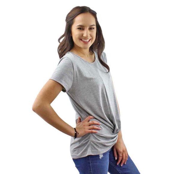 Gray Lightweight Knotted Front Tee - Picture 9 of 9